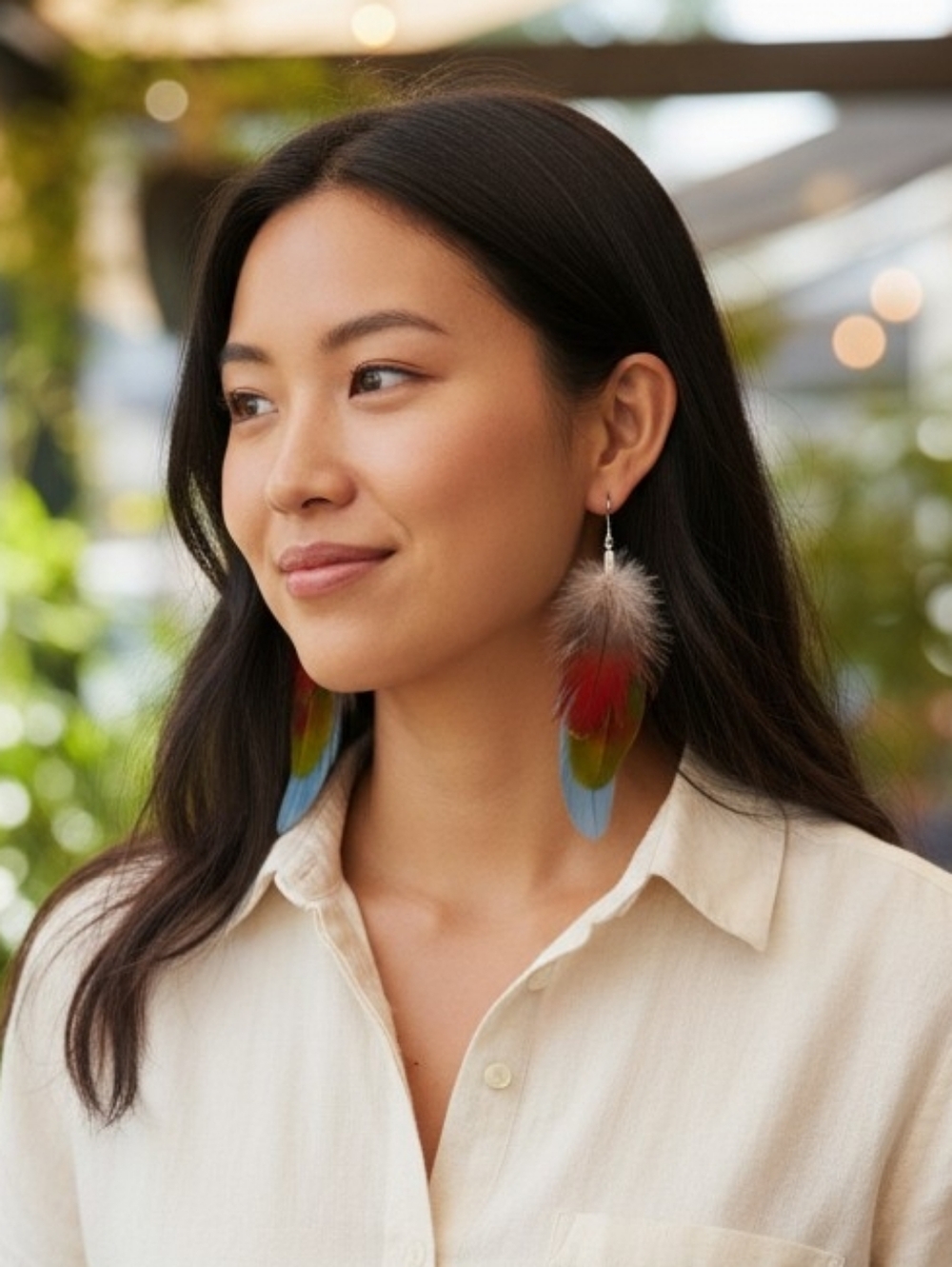 ❤️💚💙Vibrant Red, Blue and Green Macaw Feather Earrings